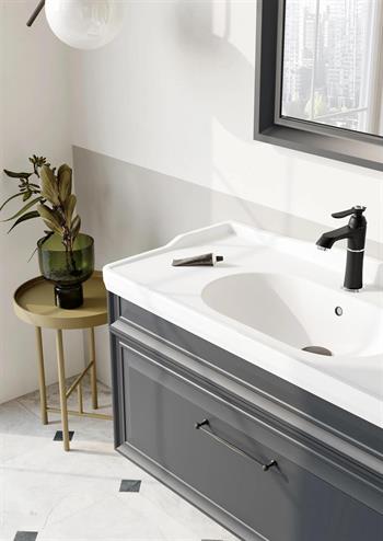 Orka Design 105 cm Lake Mat Antrasit Banyo Dolabı Alt Modül ve Lavabo, 5001279