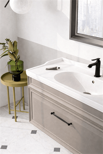 Orka Design 105 cm Banyo Dolabı Alt Modül ve Lavabo Lake Mat Vizon , 5009230