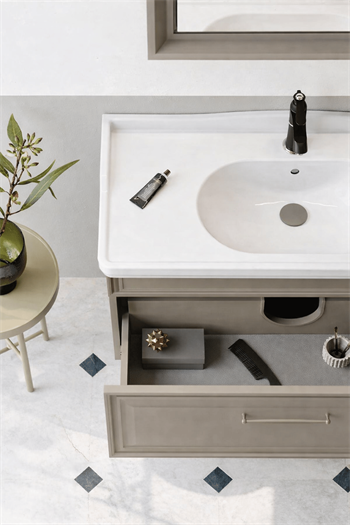 Orka Design 105 cm Banyo Dolabı Alt Modül ve Lavabo Lake Mat Vizon , 5009230