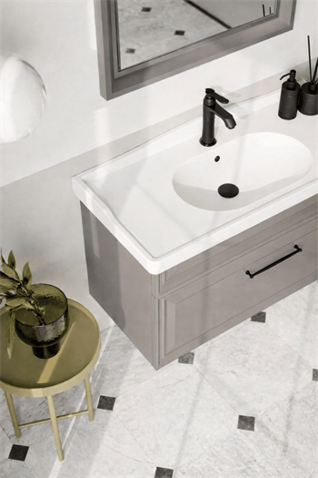 Orka Design 105 cm Banyo Dolabı Alt Modül ve Lavabo Lake Mat Vizon , 5009230