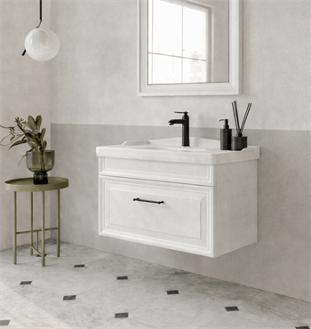 Orka Design 85 cm Banyo Dolabı Alt Modül ve Lavabo Lake Mat Kaşmir , 5007882