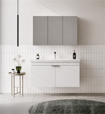 Orka Desna 100 cm, Mat Beyaz, Banyo Dolabı Takımı, (Dolaplı Ayna), 5008731