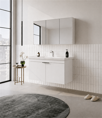 Orka Desna 100 cm, Mat Beyaz, Banyo Dolabı Takımı, (Dolaplı Ayna), 5008731