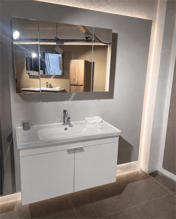 Orka Desna 100 cm, Mat Beyaz, Banyo Dolabı Takımı, (Dolaplı Ayna), 5008731