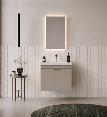 Orka Desna 50 cm, Çöl Beji, Banyo Dolabı Takımı, (Düz Ayna), 5008559