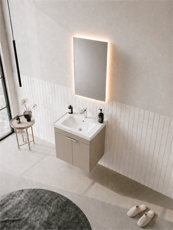 Orka Desna 50 cm, Çöl Beji, Banyo Dolabı Takımı, (Düz Ayna), 5008559