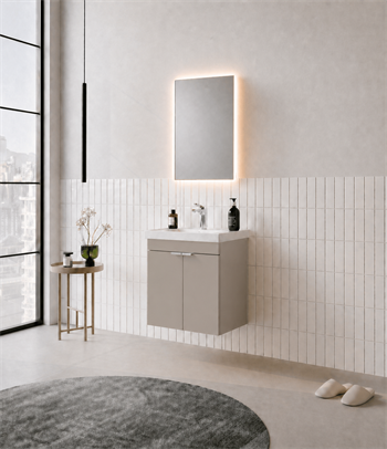 Orka Desna 50 cm, Çöl Beji, Banyo Dolabı Takımı, (Düz Ayna), 5008559