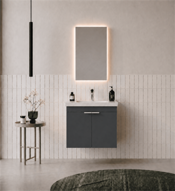 Orka Desna 50 cm, Mat Antrasit, Banyo Dolabı Takımı, (Düz Ayna), 5007927