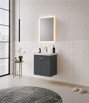 Orka Desna 50 cm, Mat Antrasit, Banyo Dolabı Takımı, (Düz Ayna), 5007927