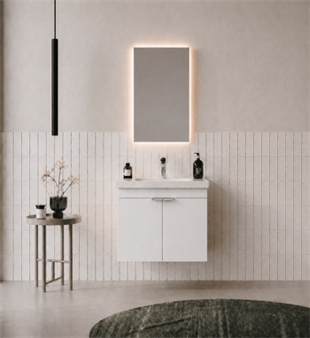 Orka Desna 50 cm, Mat Beyaz, Banyo Dolabı Takımı, (Düz Ayna), 5007919
