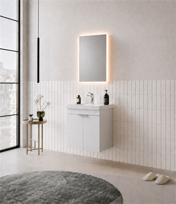 Orka Desna 50 cm, Mat Beyaz, Banyo Dolabı Takımı, (Düz Ayna), 5007919