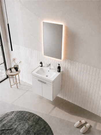 Orka Desna 50 cm, Mat Beyaz, Banyo Dolabı Takımı, (Düz Ayna), 5007919