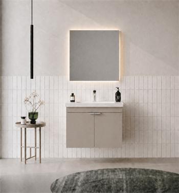 Orka Desna 60 cm, Çöl Beji, Banyo Dolabı Takımı, (Düz Ayna), 5008564