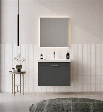 Orka Desna 60 cm, Mat Antrasit, Banyo Dolabı Takımı, (Düz Ayna), 5008540