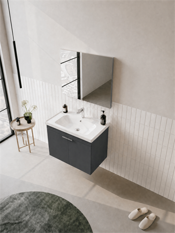 Orka Desna 60 cm, Mat Antrasit, Banyo Dolabı Takımı, (Düz Ayna), 5008540
