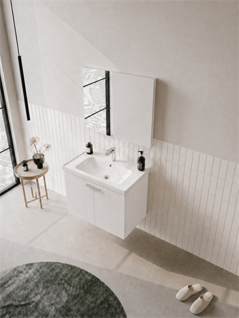 Orka Desna 60 cm, Mat Beyaz, Banyo Dolabı Takımı, (Düz Ayna), 5008543