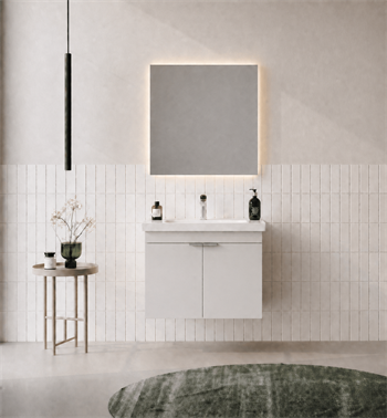 Orka Desna 60 cm, Mat Beyaz, Banyo Dolabı Takımı, (Düz Ayna), 5008543