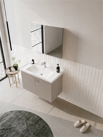 Orka Desna 80 cm, Çöl Beji, Banyo Dolabı Takımı, (Düz Ayna), 5008572