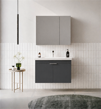 Orka Desna 80 cm, Mat Antrasit, Banyo Dolabı Takımı, (Dolaplı Ayna), 5007932