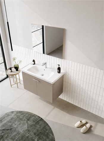 Orka Desna 90 cm, Çöl Beji, Banyo Dolabı Takımı, (Düz Ayna), 5008578