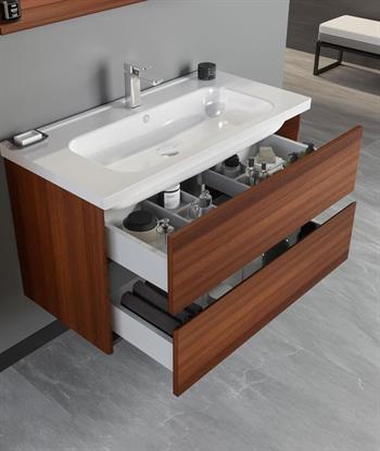 Orka Düden 100 cm Ceviz Banyo Dolabı Takımı