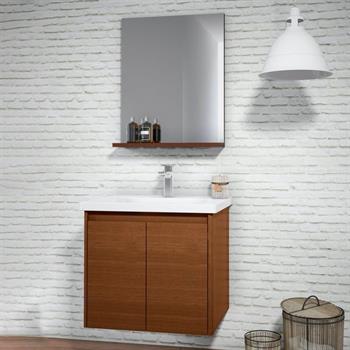 Orka Düden 60 cm Ceviz Kapaklı Banyo Dolabı Takımı