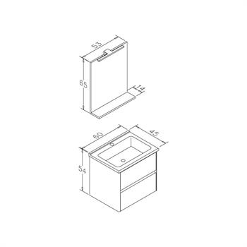 Orka Düden 60 cm Ceviz Kapaklı Banyo Dolabı Takımı