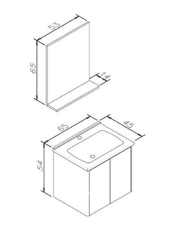 Orka Düden 65 cm Meşe Kapaklı Banyo Dolabı Takımı