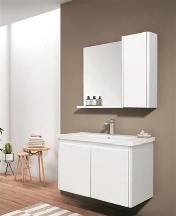 Orka Düden 80 cm Beyaz Kapaklı Banyo Dolabı Takımı
