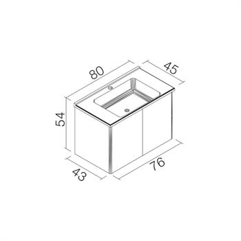 Orka Duden 80 cm Beyaz Kapaklı Banyo Dolabı Alt Modül ve Lavabo