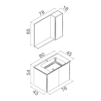 Orka Düden 80 cm Beyaz Kapaklı Banyo Dolabı Takımı