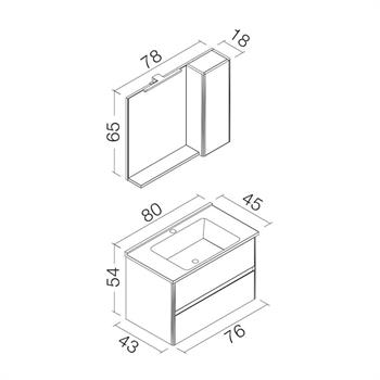 Orka Düden 80 cm Meşe Banyo Dolabı Takımı