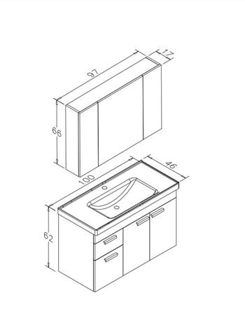 Orka Enez Banyo Dolabı Takımı, 100 cm, Beyaz (Dolaplı Ayna), 5000305