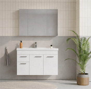 Orka Enez Banyo Dolabı Takımı, 100 cm, Beyaz (Dolaplı Ayna), 5000305