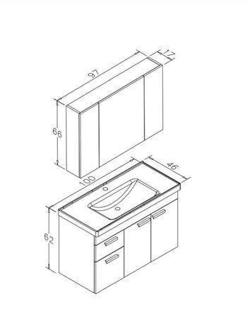 Orka Enez 100 cm Tesbih Ceviz Banyo Dolabı Takımı (Dolaplı Ayna)