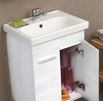 Orka Enez 55 cm Beyaz Banyo Dolabı Takımı (Dolaplı Ayna)