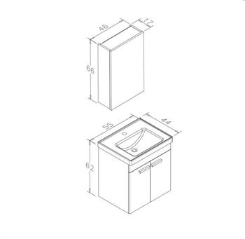 Orka Enez 55 cm Tesbih Ceviz Banyo Dolabı Takımı (Dolaplı Ayna)
