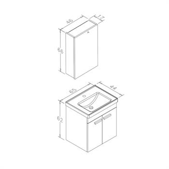 Orka Enez 65 cm Irony Banyo Dolabı Takımı (Dolaplı Ayna)