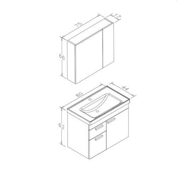 Orka Enez 80 cm Tesbih Ceviz Banyo Dolabı Takımı (Dolaplı Ayna)