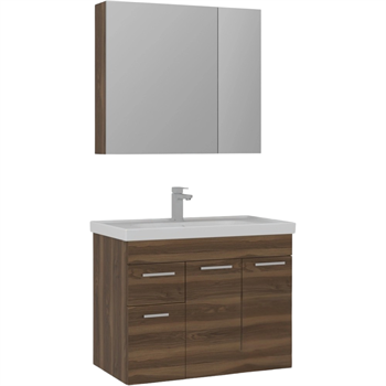 Orka Enez 80 cm Tesbih Ceviz Banyo Dolabı Takımı (Dolaplı Ayna)