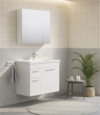 Orka Enez Banyo Dolabı Takımı, 80 cm, Beyaz (Dolaplı Ayna), 5000299