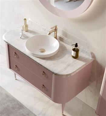 Orka Felice 100 cm Pudra Banyo Dolabı Alt Modül ve Lavabo