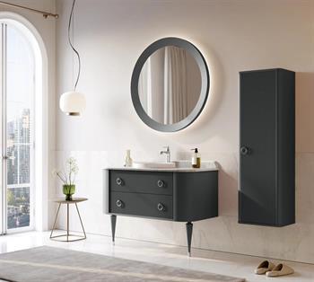 Orka Felice 100 cm Siyah Lake Banyo Dolabı Takımı