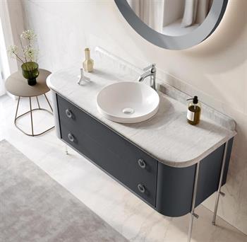 Orka Felice 140 cm Antrasit Banyo Dolabı Alt Modül ve Lavabo