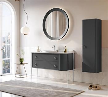 Orka Felice 140 cm Antrasit Lake Banyo Dolabı Takımı
