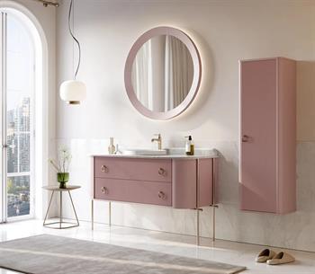 Orka Felice 140 cm Pudra Lake Banyo Dolabı Takımı