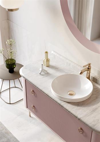 Orka Felice 140 cm Pudra Lake Banyo Dolabı Takımı