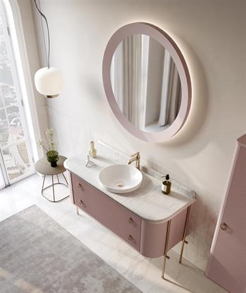 Orka Felice 140 cm Pudra Lake Banyo Dolabı Takımı