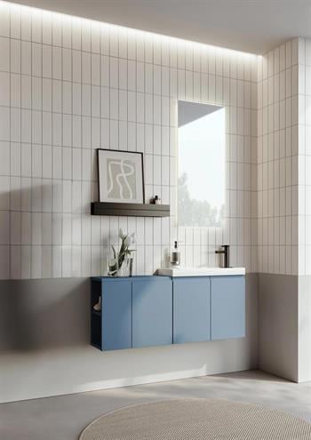 Orka Ferla 110 cm Mat Mavi Banyo Dolabı Takımı