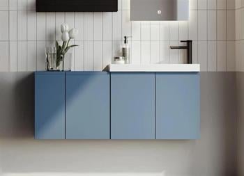 Orka Ferla 110 cm Mavi Banyo Dolabı Alt Modül ve Lavabo